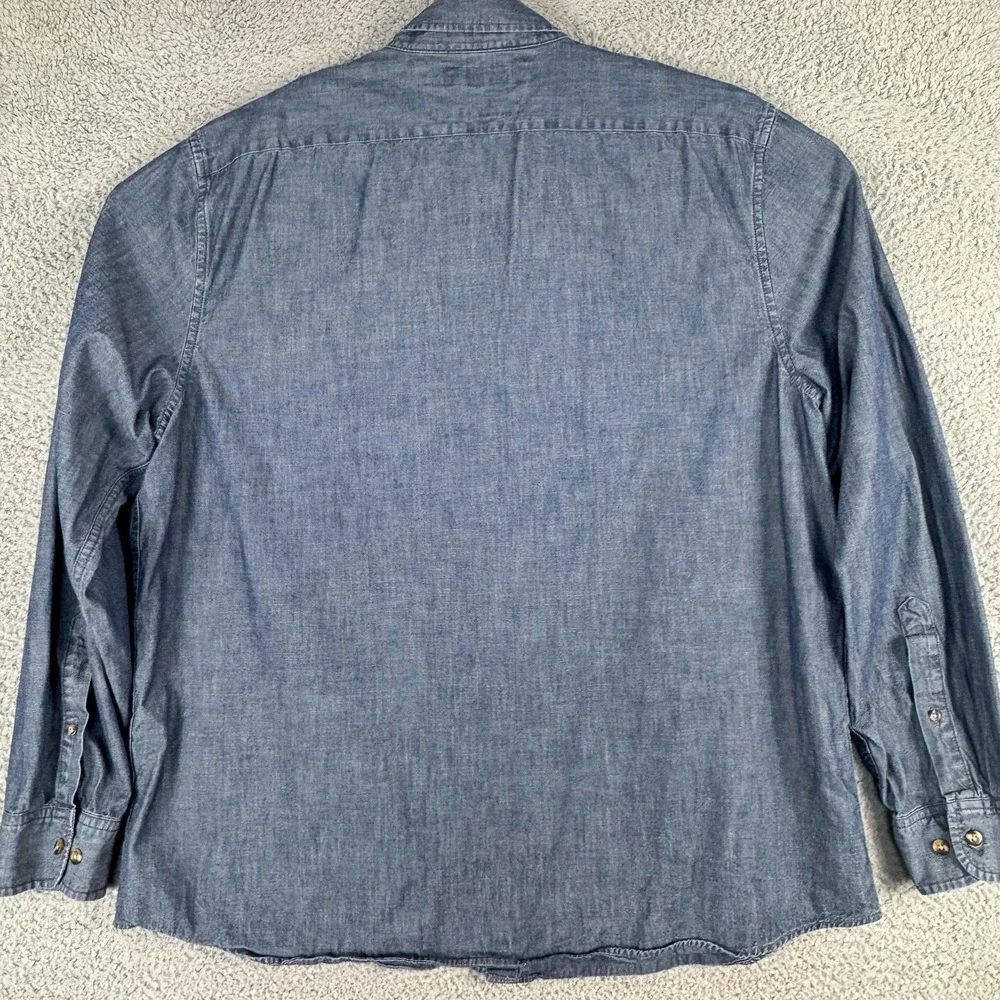 Banana Republic Shirt Mens XL Blue Chambray Untucked Slim Fit Button Down Cotton
